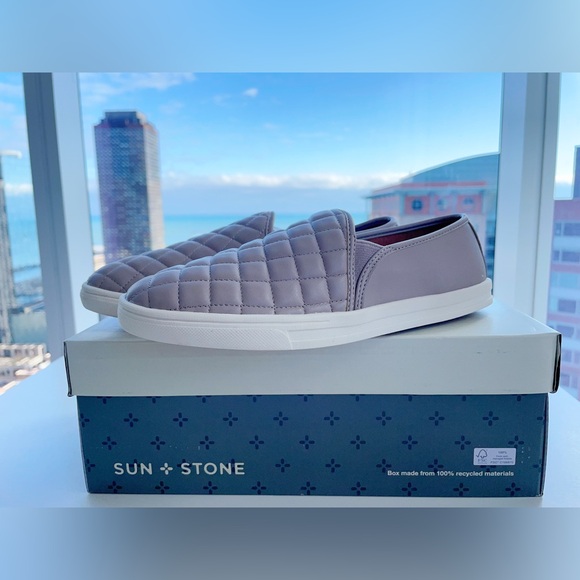 Sun + Stone Womens Mariam2 Quilted Flat Loafers Slip on Sneaker Taupe 7.5M/8M - Picture 5 of 14